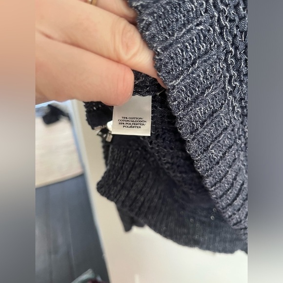 Ann Taylor loose Knot Navy Blue Sweater with Side Zips Size Medium - Picture 3 of 7